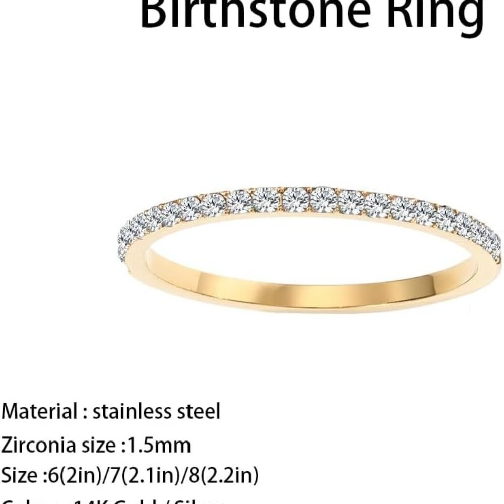 Personalized Stackable Birthstone Ring In Silver … - image 3